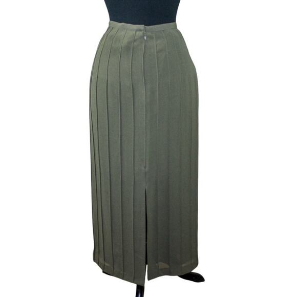 Norton McNaughton Midi Skirt Moss Green Layered Straight Pencil 12P - Picture 2 of 4